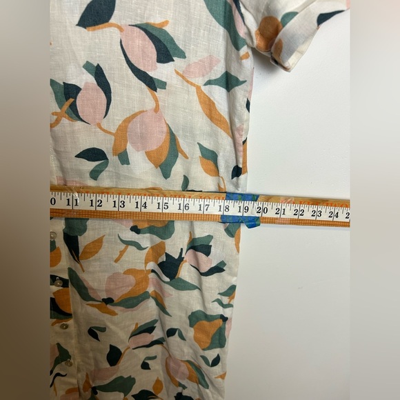 Rachel Zoe Lemons Novelty Print 100% Linen size S Button Down Natural Breathable - Picture 7 of 11